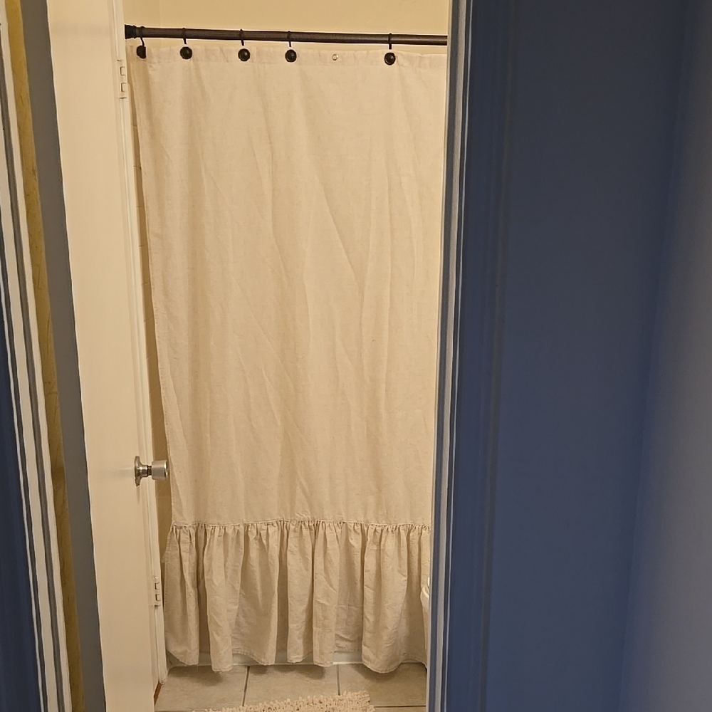 Cream Ruffled Shower Curtain